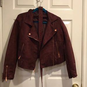 Faux suede motorcycle jacket